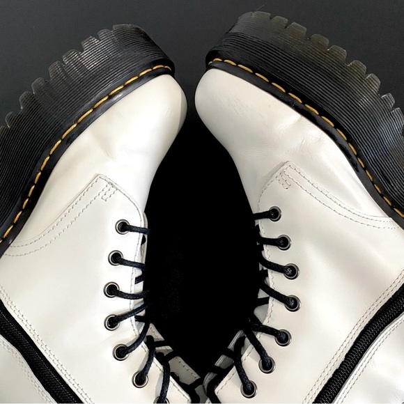 Dr. Martens Jadon Platform Lace Up Combat Boots White Leather Chunky Feminine - Picture 12 of 15